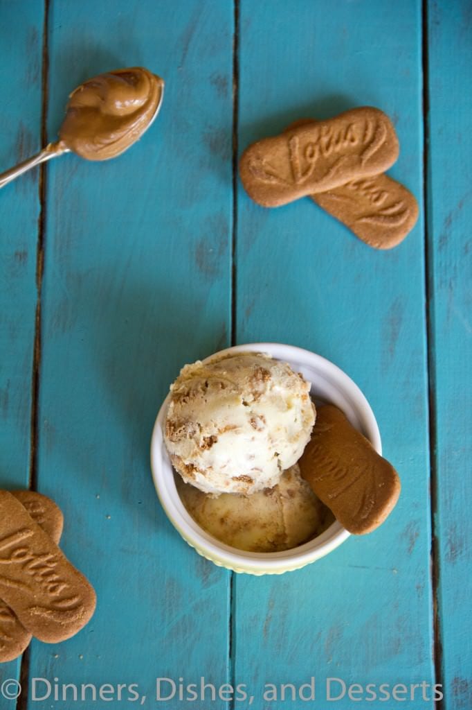 biscoff ice cream in a bowl