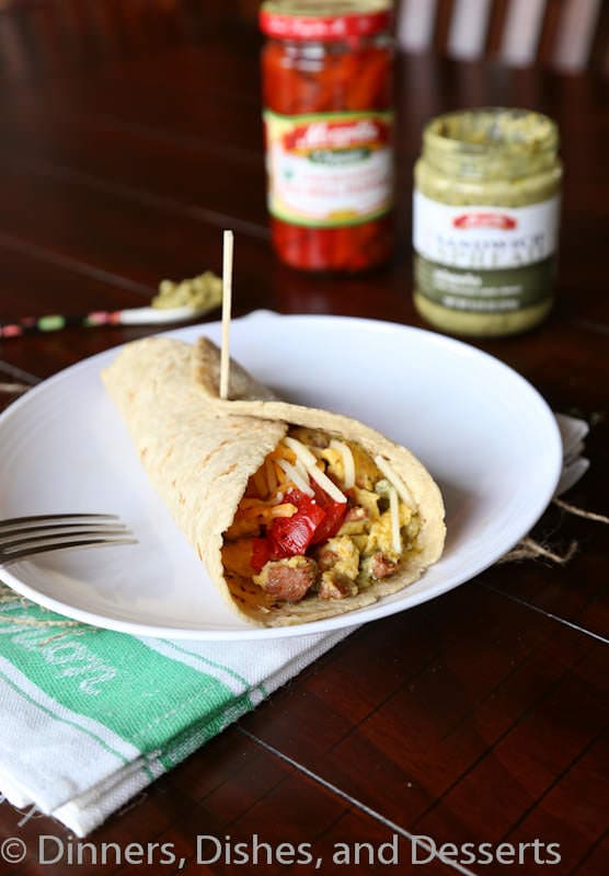 chorizo and egg breakfast wrap on a plate