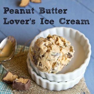 peanut butter lovers ice cream in a bowl