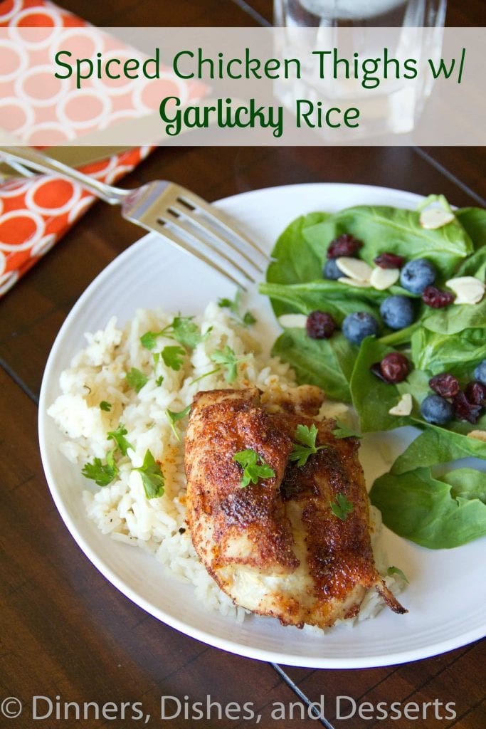 Spiced Chicken Thighs with Garlicky Rice