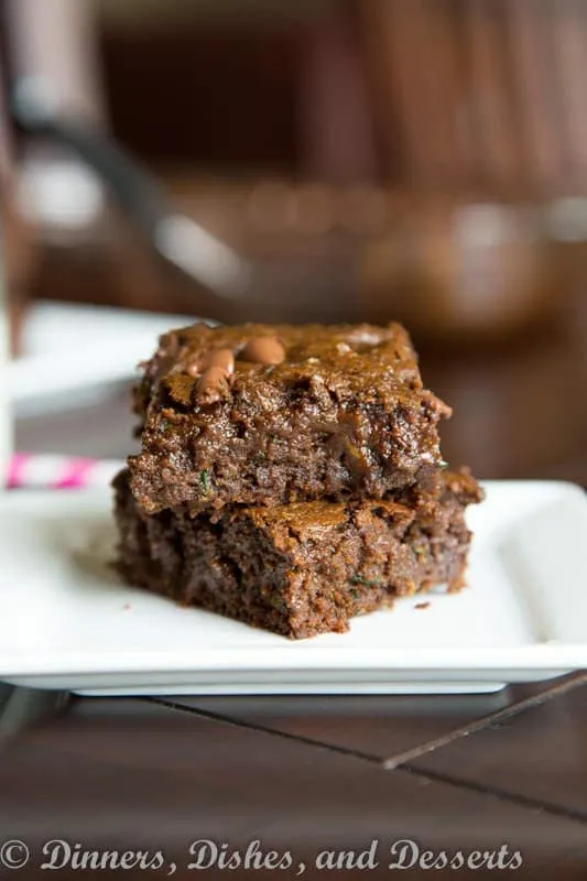 healthy zucchini brownies on a plate