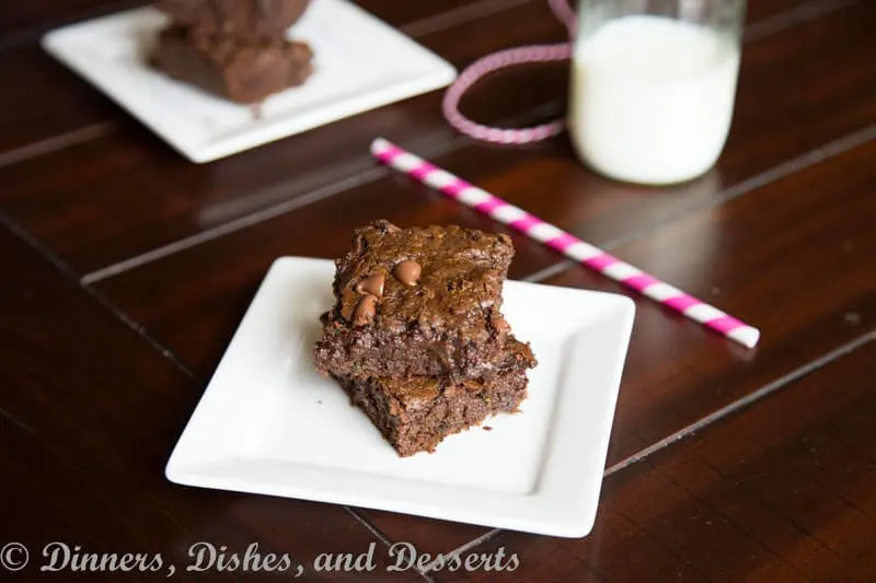 healthy zucchini brownies on a plate