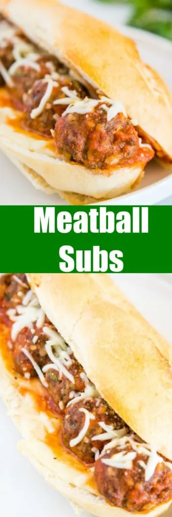 Meatball Subs - Easy Italian Meatballs Sub Sandwiches with homemade (or frozen) meatballs, with 2 kinds of cheese and toasted in a hoagie roll. Simple, delicious and a great dinner. 