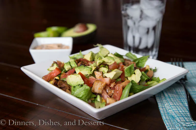 mexican chopped salad with creamy chipotle dressing on a plate