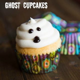ghost cupcakes in wrappers
