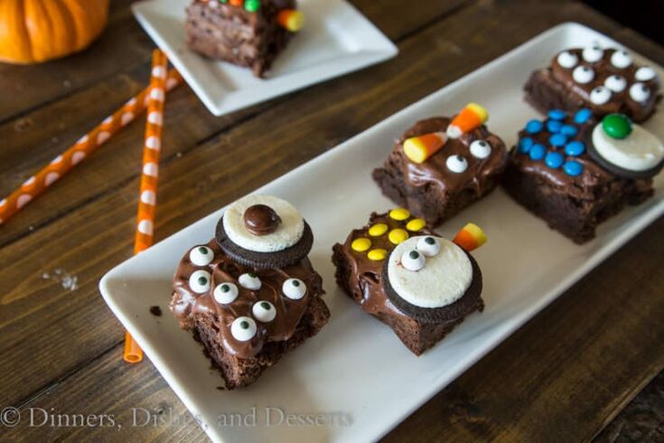 monster brownies on a plate