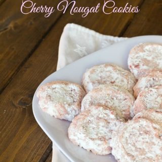 cherry chip nougat cookies on a plate