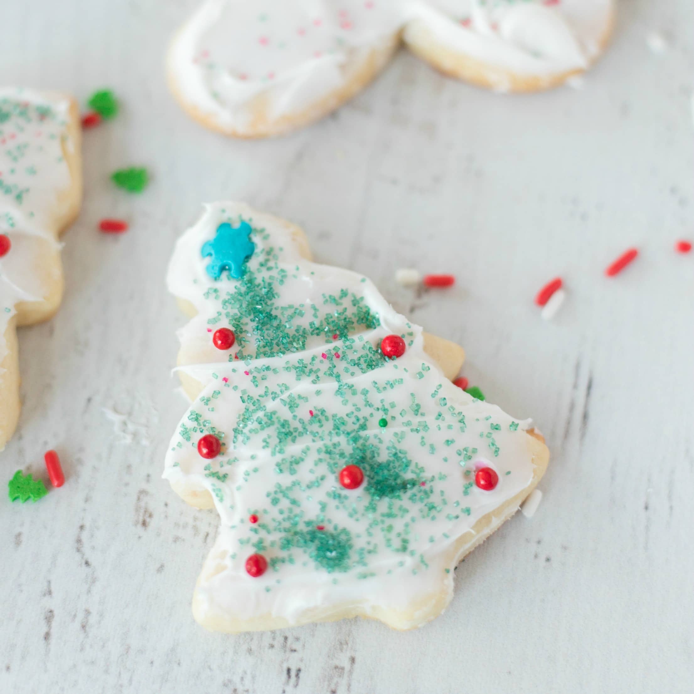 Frosted Sugar Cookies - Soft sugar cookies that are perfect for any occasions.  Decorate with frosting and sprinkles for Christmas or any other time of year. 