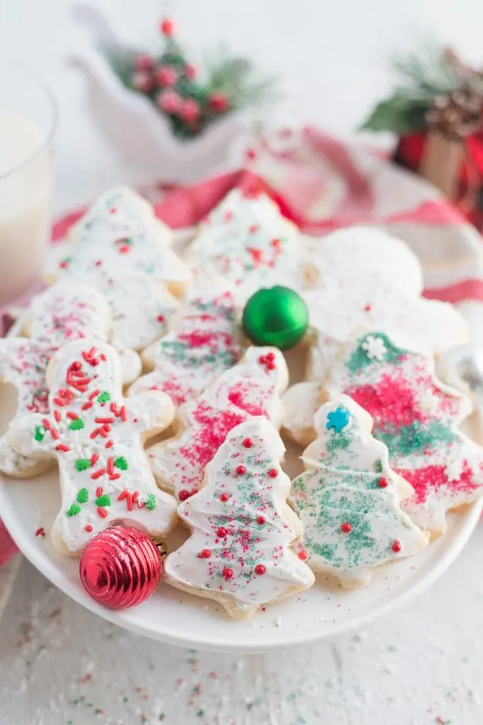 plate of frosted sugar cookies