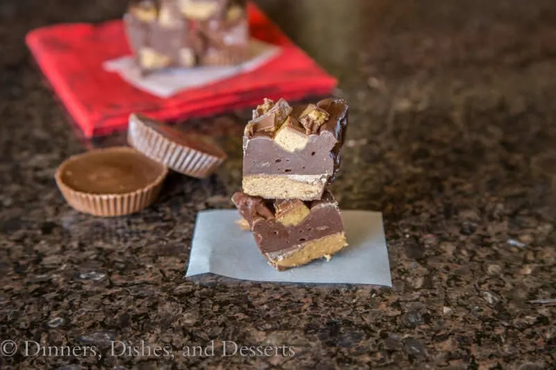 peanut butter cup fudge on a plate