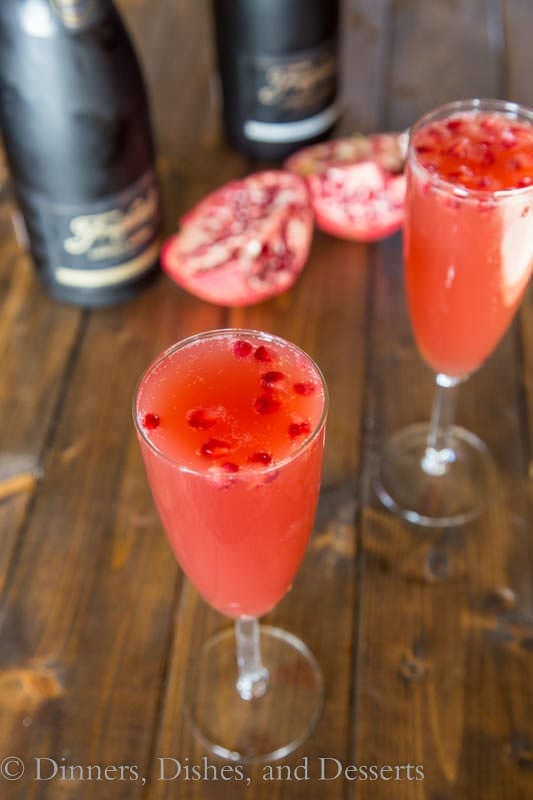 pomegranate mimosa in a glass