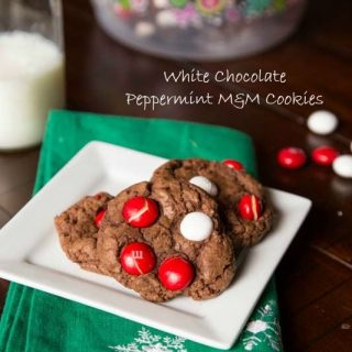 white chocolate peppermint cookies on a plate