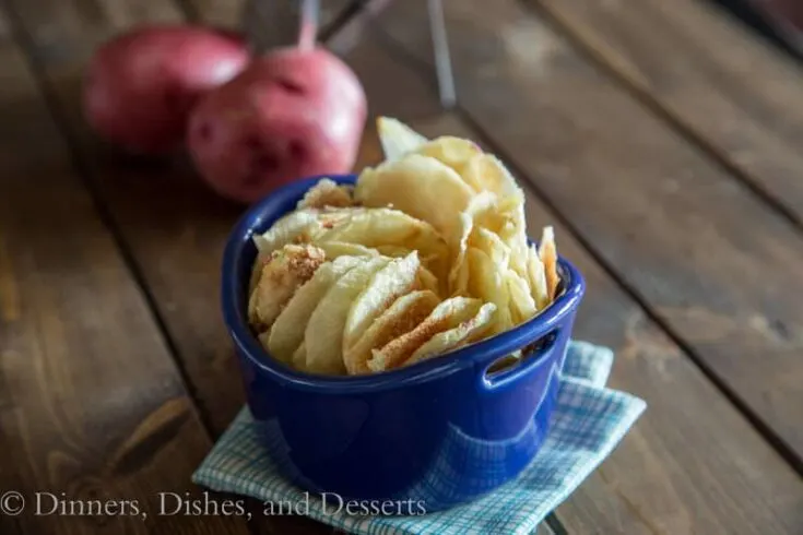 fat free potato chips in a bowl