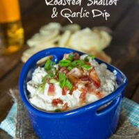 roasted garlic and shallot dip in a bowl