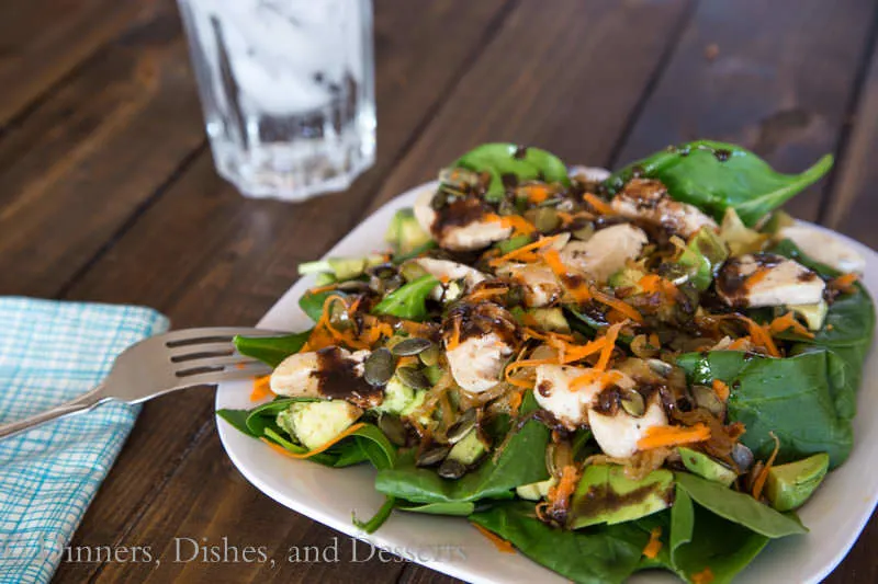 spinach chicken salad on a plate