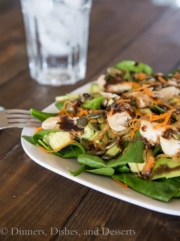 spinach chicken salad on a plate