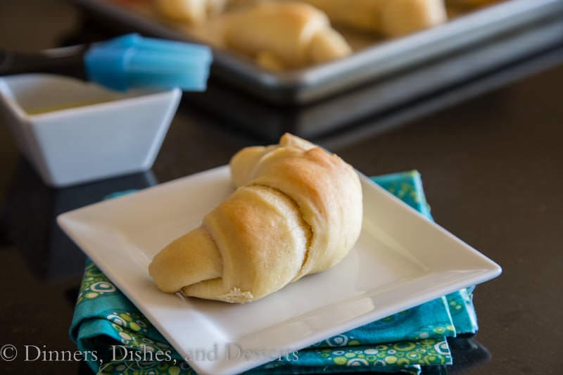 close up of crescent roll on a plate