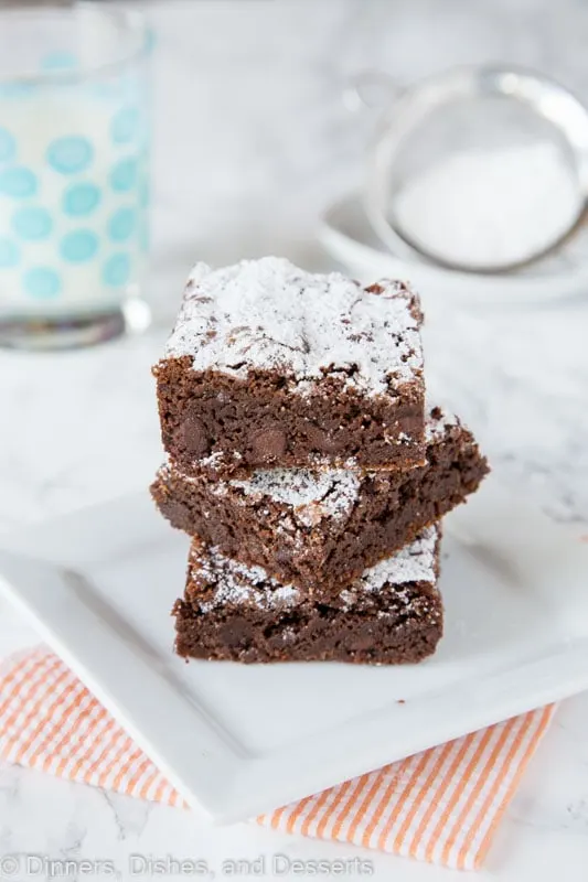 brownies on a white plate