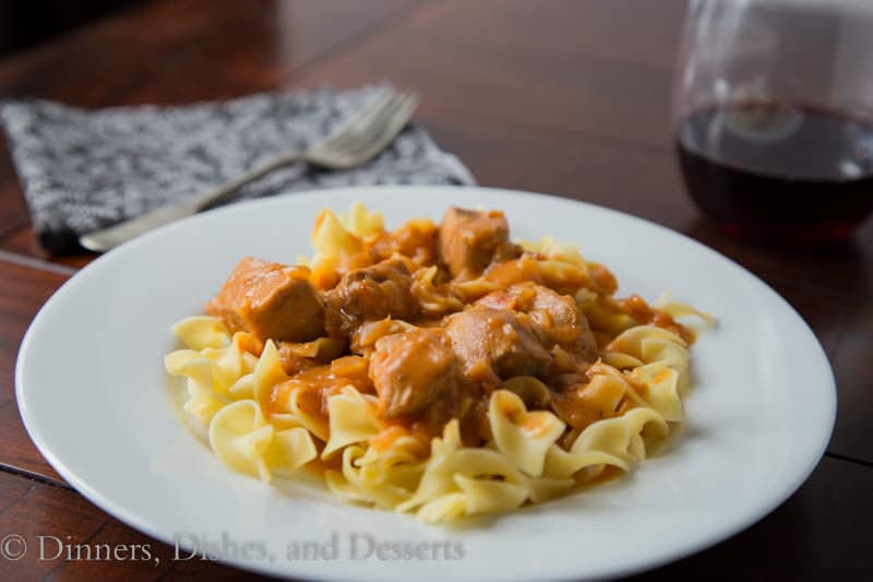 pork tenderloin paprikash on a plate