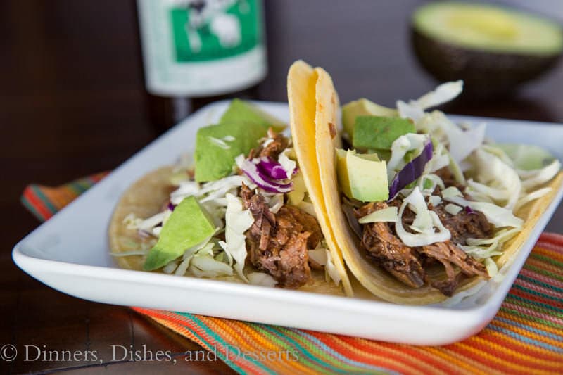 slow cooker chipotle beef tacos on a plate