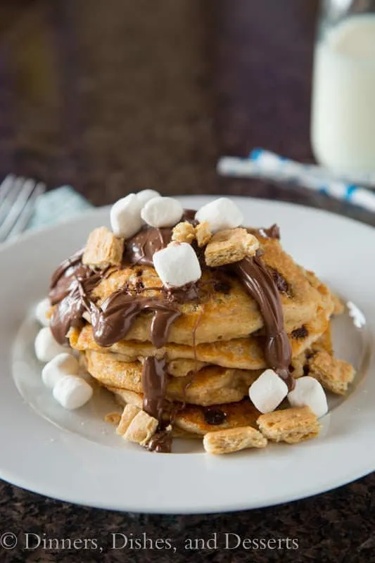 smores pancakes on a plate