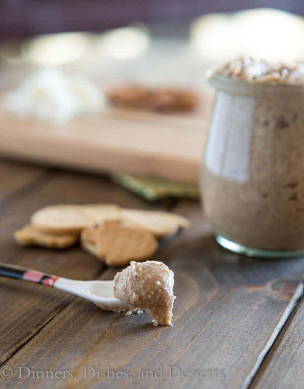 white chocolate almond butter in a jar