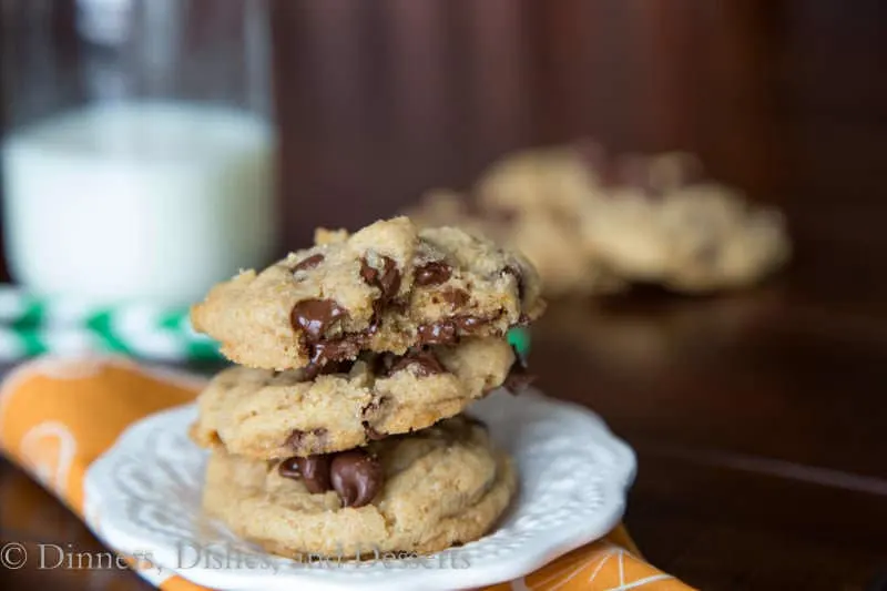 whole wheat chocolate chip cookies on a plate