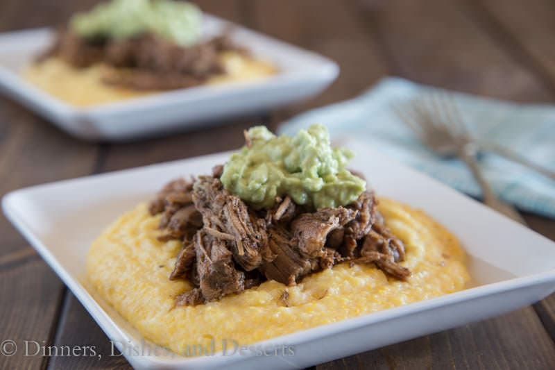 Slow Cooker Balsamic Pork with Polenta & Avocado Cream