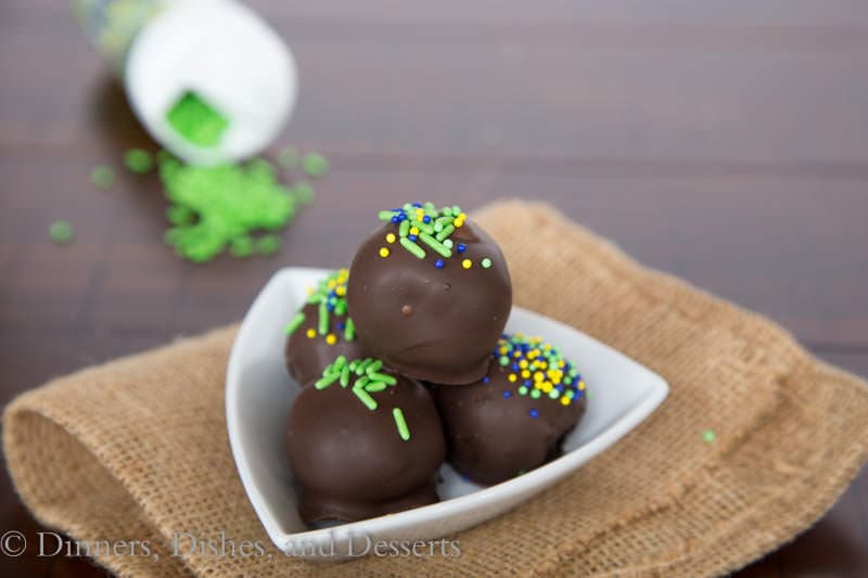 mint oreo truffles in a bowl