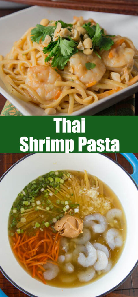 close up thai shrimp pasta for pinteres