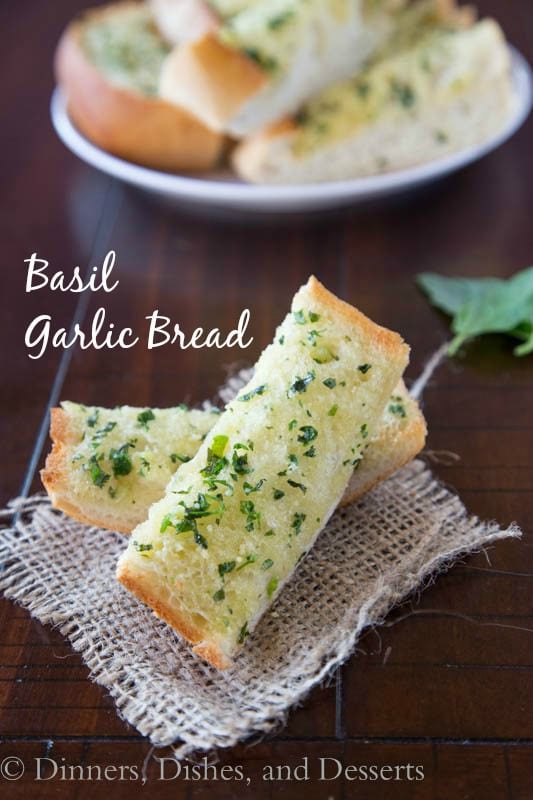 basil garlic bread on a napkin