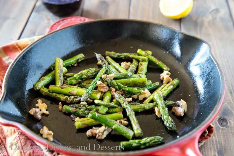 Pan Charred Asparagus with Lemon and Walnuts - great side dishe for spring