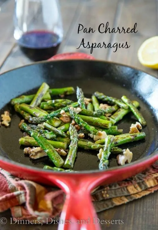 Pan Charred Asparagus with Lemon and Walnuts | Dinners, Dishes, & Desserts