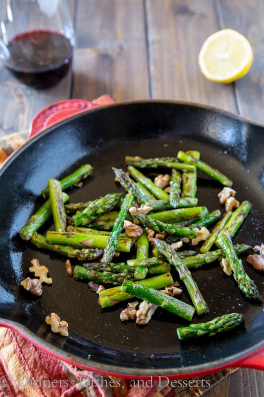 Pan Charred Asparagus with Toasted Walnuts | Dinners, Dishes, and Desserts