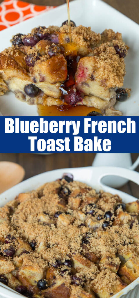 close up blueberry french toast bake close up for pinterest