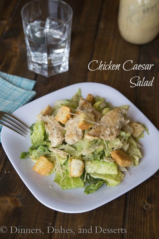 Chicken Caesar Salad - lightened up by using yogurt in the dressing