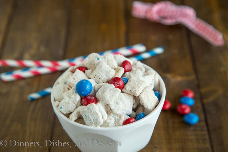 Cake Batter Muddy Buddies {Dinners, Dishes, and Desserts}