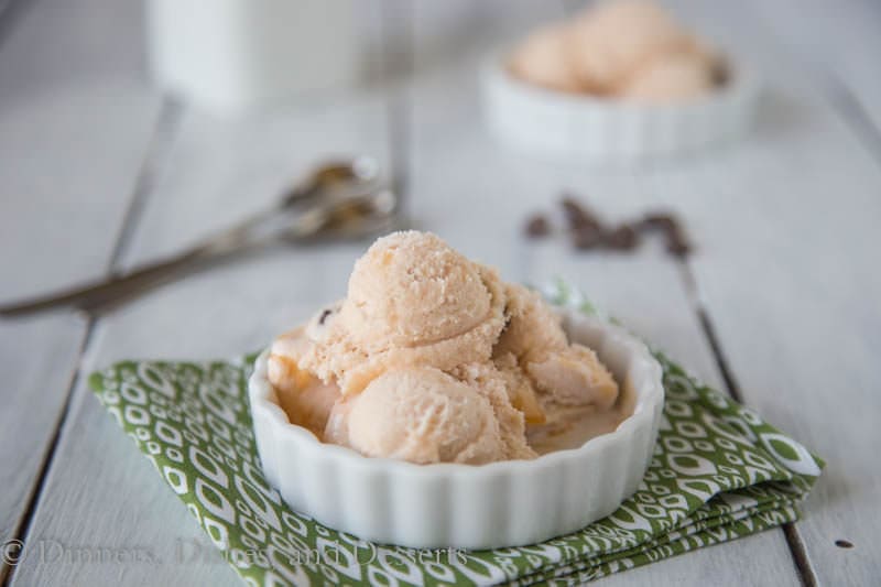 Chocolate Chip Caramel Swirl Ice Cream {Dinners, Dishes, and Desserts}