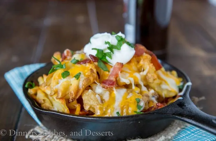 Idaho Nachos - loaded with lots of bacon and cheese