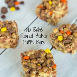 No Bake Peanut Butter Puffs Bars - Peanut butter, peanut butter candies, peanut butter cups, and peanut butter puff's cereal!