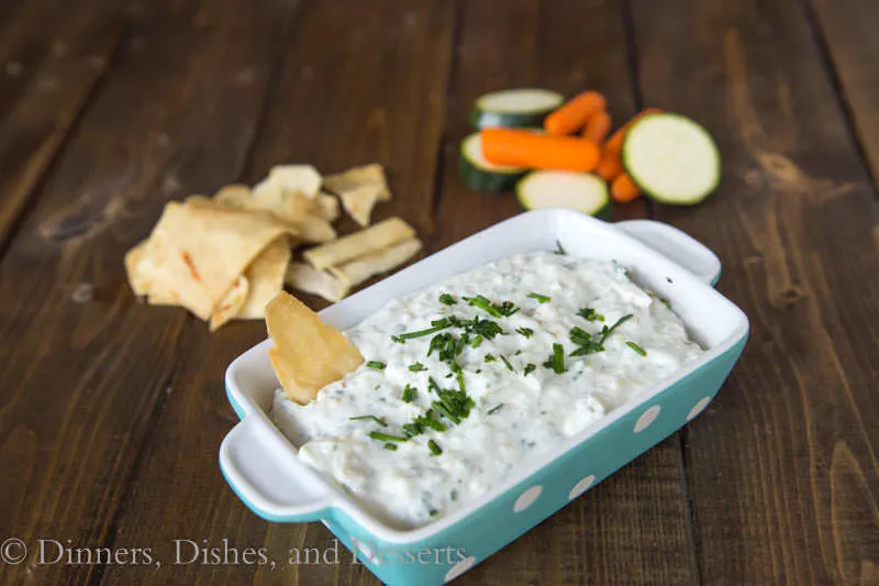 Roasted Garlic & Chive Dip {Dinners, Dishes, and Desserts}