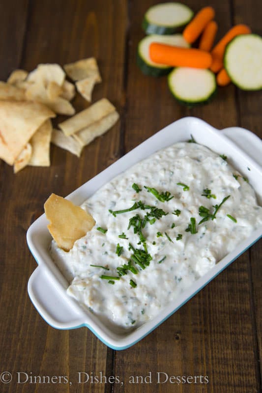 Roasted Garlic & Chive Dip - sweet roasted garlic, chives, and Greek yogurt make for a quick and easy dip