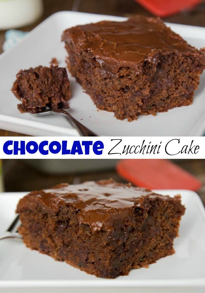 Chocolate Zucchini Cake - a rich chocolate cake topped with chocolate frosting and loaded with plenty of zucchini. They will never know it is in there!