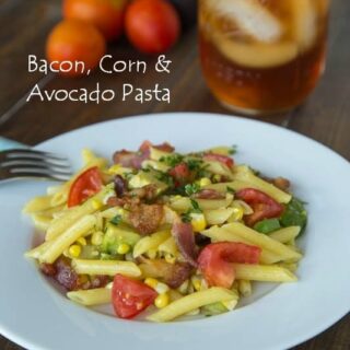 Bacon, Corn & Avocado Pasta - fresh corn and tomatoes with crispy bacon and avocado are perfect together!