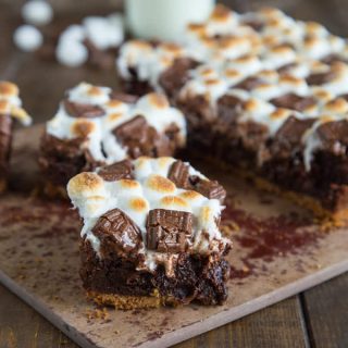 smores brownies on a board