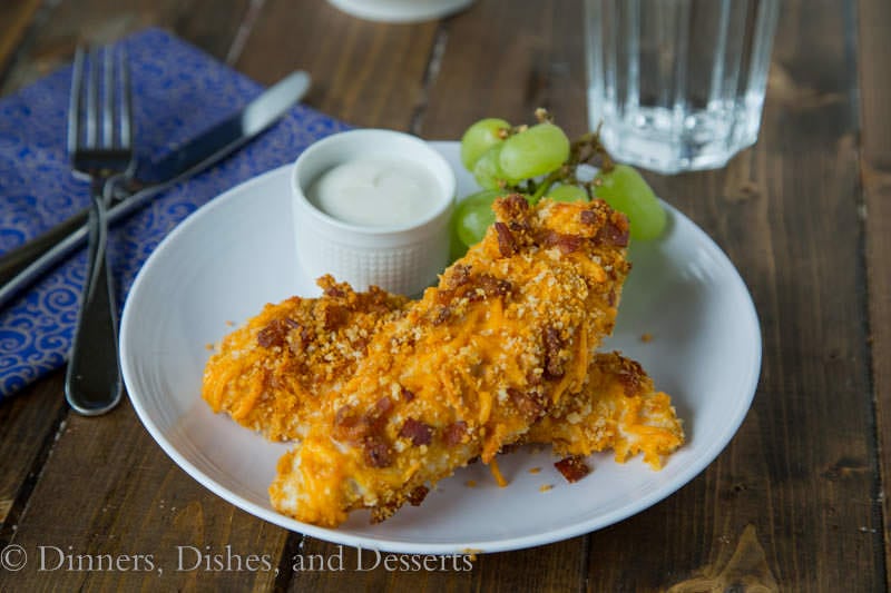Cheddar Bacon Chicken Tenders {Dinners, Dishes, and Desserts}