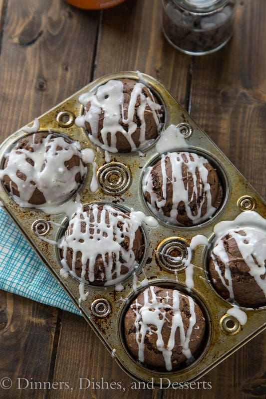 Chocolate Pumpkin Muffins with Pumpkin Spiced Glaze