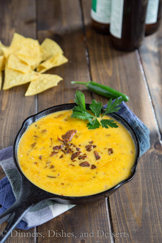 Chorizo Queso Dip -Lots of gooey, melty cheese with spicy chorizo mixed in is sure to make game time even better!