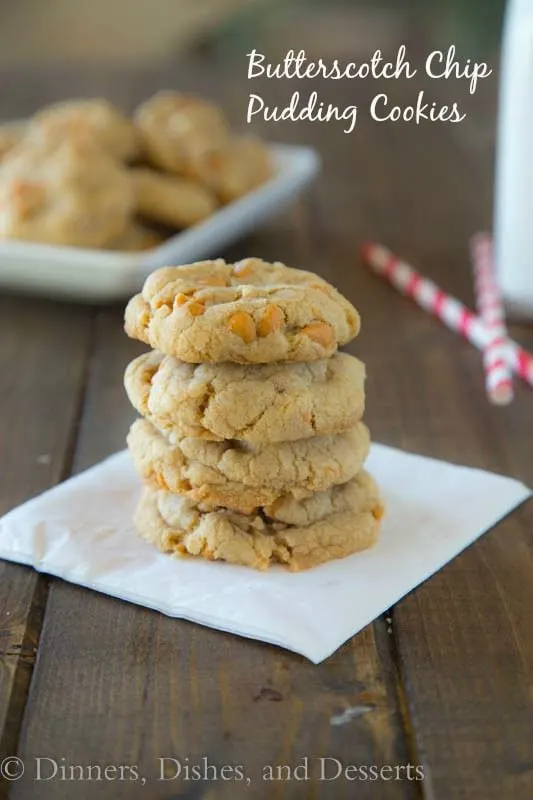 Soft and Chewy Butterscotch Chip Pudding Cookies are so soft and fluffy. Butterscotch pudding and butterscotch chips give them tons of flavor.
