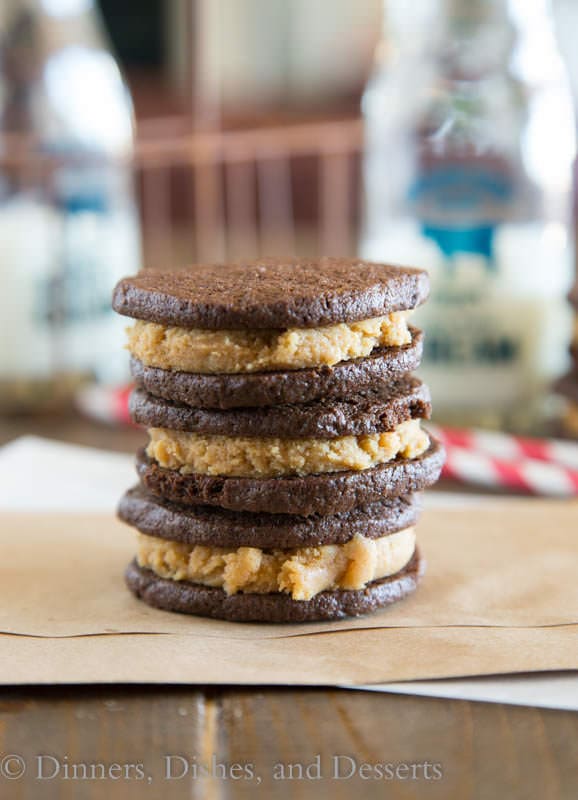 Homemade Peanut Butter Cookie Dough Oreos - homemade sandwich cookies filled with egg free peanut butter cookie dough